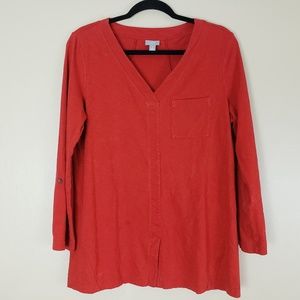 J Jill Red Tunic Top Long Sleeve Size Medium H2